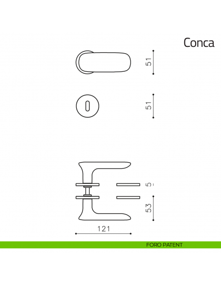 Maniglia per porta Conca Olivari bassa foro patent