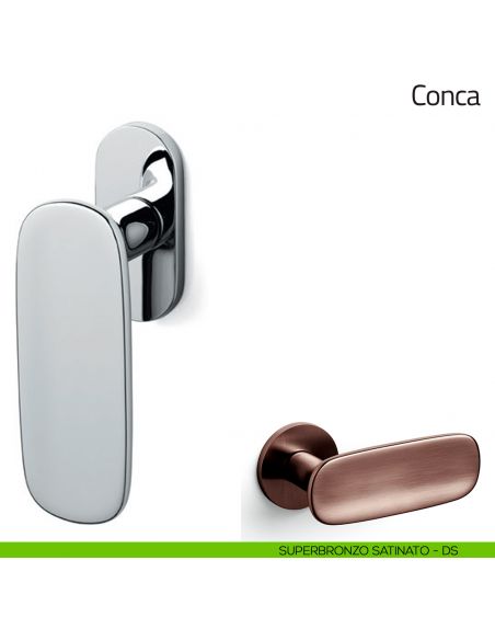 Maniglia per finestra martellina DK Conca Olivari bassa superbronzo satinato