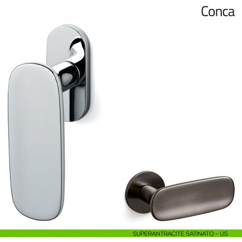 Maniglia per finestra martellina DK Conca Olivari bassa superantracite satinato