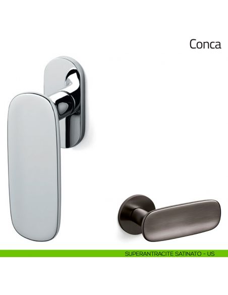 Maniglia per finestra martellina DK Conca Olivari bassa superantracite satinato