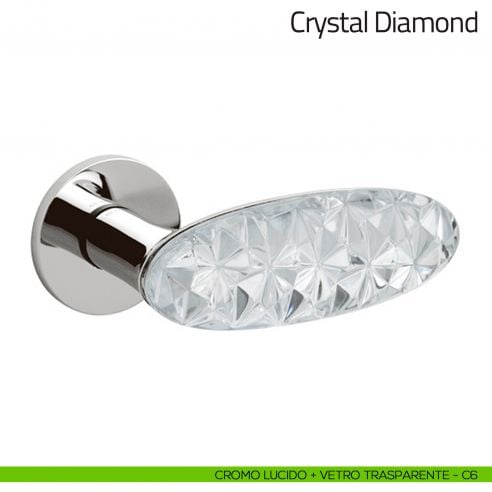 Maniglia per porta Crystal Diamond Olivari in vetro cromo lucido + vetro trasparente