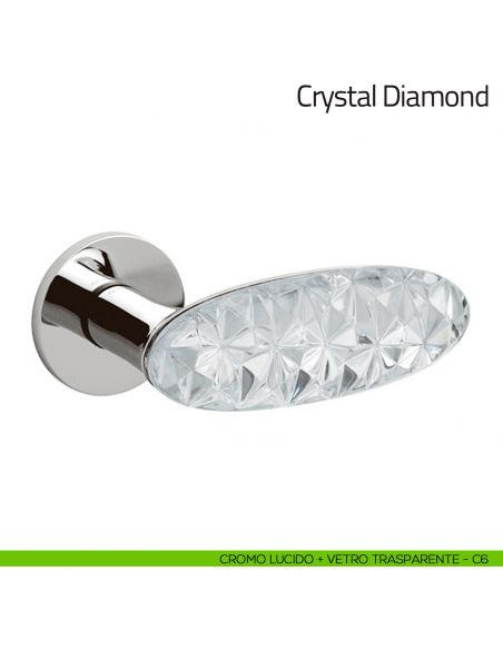 Maniglia per porta Crystal Diamond Olivari in vetro cromo lucido + vetro trasparente