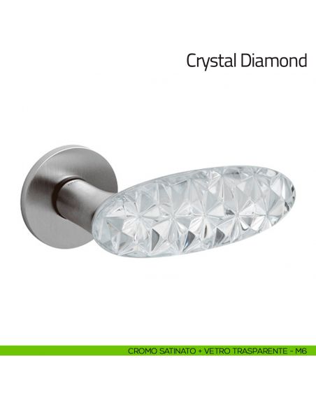 Maniglia per porta Crystal Diamond Olivari in vetro cromo satinato + vetro trasparente