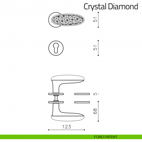 Maniglia per porta Crystal Diamond Olivari in vetro foro yale