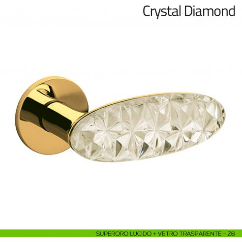 Maniglia per porta Crystal Diamond Olivari in vetro superoro lucido + vetro trasparente