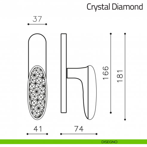 Maniglia per finestra cremonese Crystal Diamond Olivari in vetro disegno