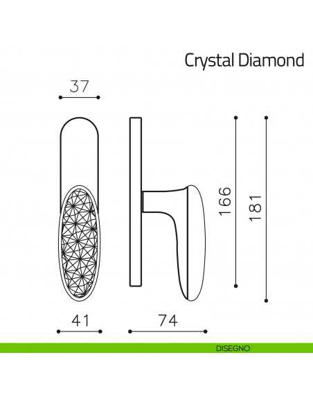 Maniglia per finestra cremonese Crystal Diamond Olivari in vetro disegno