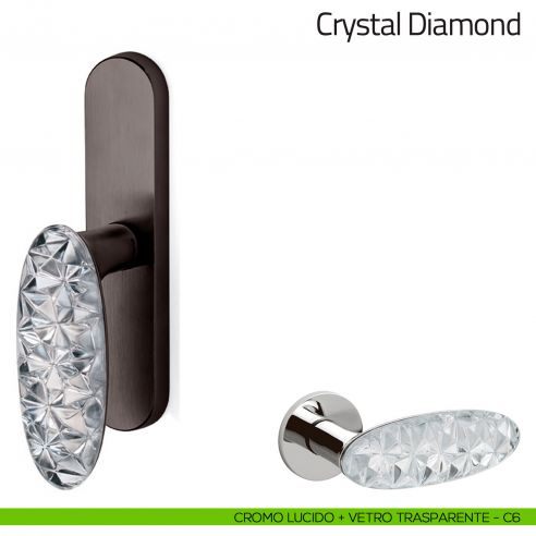 Maniglia per finestra cremonese Crystal Diamond Olivari in vetro cromo lucido + vetro trasparente