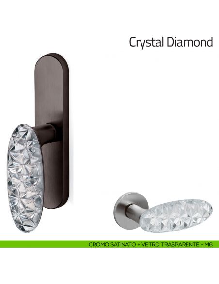 Maniglia per finestra cremonese Crystal Diamond Olivari in vetro cromo satinato + vetro trasparente