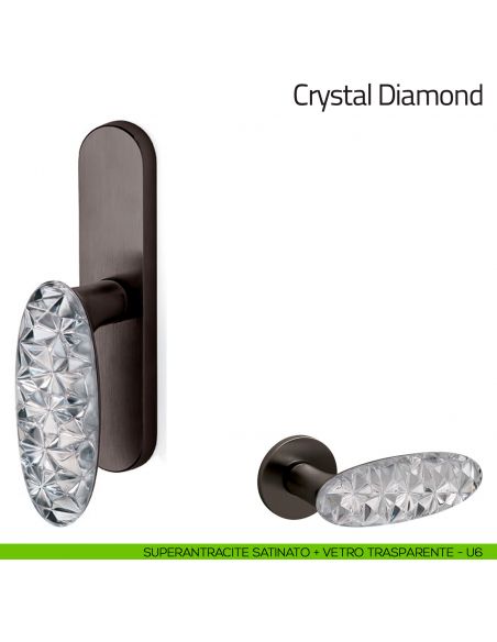 Maniglia per finestra cremonese Crystal Diamond Olivari in vetro superantracite satinato + vetro trasparente