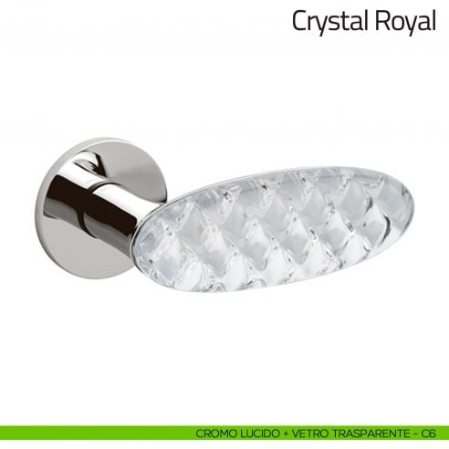 Maniglia per porta Crystal Royal Olivari cromo lucido + vetro trasparente