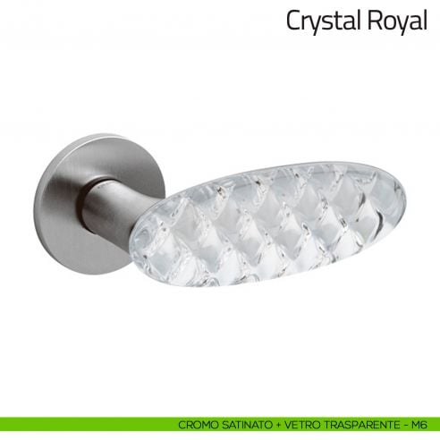 Maniglia per porta Crystal Royal Olivari cromo satinato + vetro trasparente