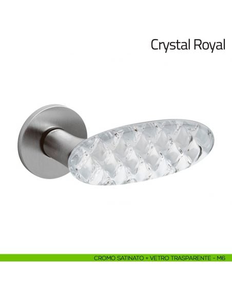 Maniglia per porta Crystal Royal Olivari cromo satinato + vetro trasparente