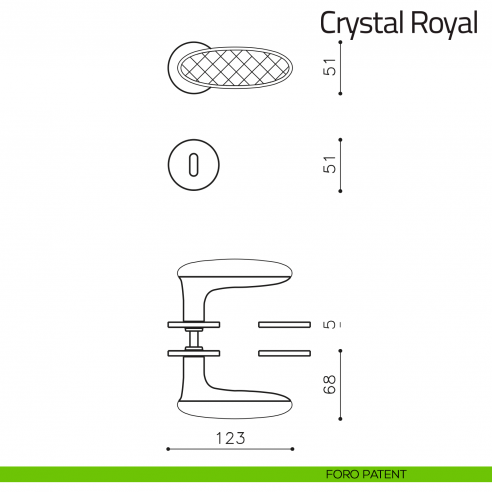 Maniglia per porta Crystal Royal Olivari in vetro foro patent