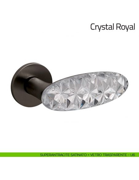Maniglia per porta Crystal Royal Olivari superantracite satinato + vetro trasparente