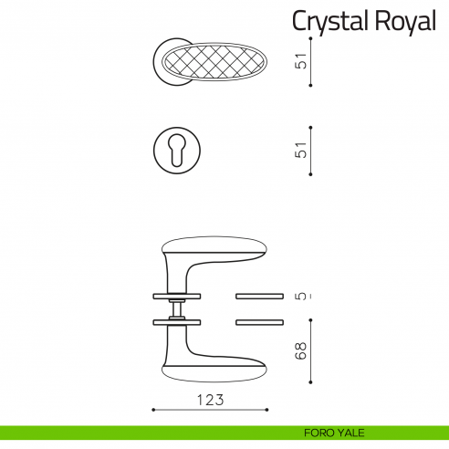 Maniglia per porta Crystal Royal Olivari in vetro foro yale