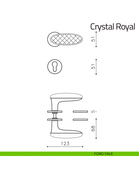 Maniglia per porta Crystal Royal Olivari in vetro foro yale