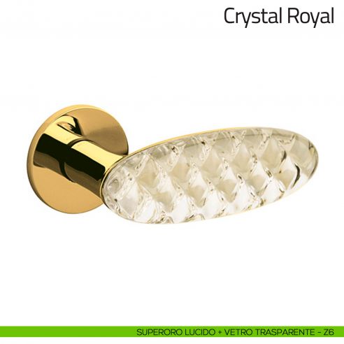Maniglia per porta Crystal Royal Olivari superoro lucido + vetro trasparente