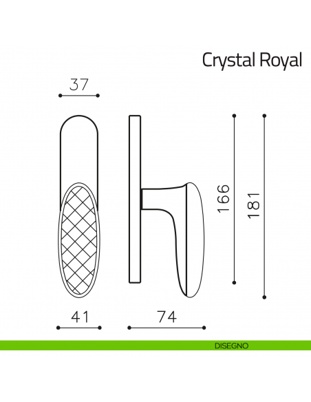 Maniglia per finestra cremonese Crystal Royal Olivari in vetro disegno