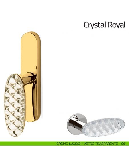 Maniglia per finestra cremonese Crystal Royal Olivari in vetro cromo lucido + vetro trasparente