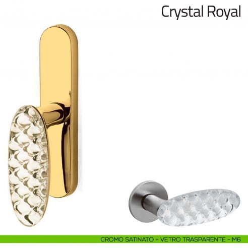 Maniglia per finestra cremonese Crystal Royal Olivari cromato opaco + vetro trasparente