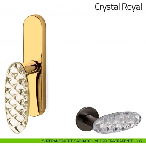 Maniglia per finestra cremonese Crystal Royal Olivari superantracite lucido + vetro trasparente