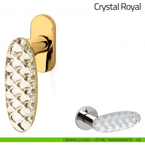 Maniglia per finestra martellina DK Crystal Royal Olivari cromo lucido + vetro trasparente