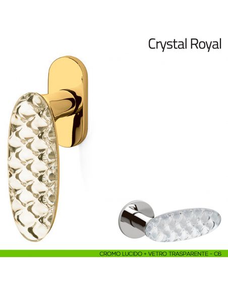 Maniglia per finestra martellina DK Crystal Royal Olivari cromo lucido + vetro trasparente