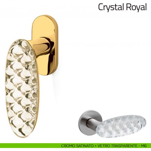 Maniglia per finestra martellina DK Crystal Royal Olivari cromo satinato + vetro trasparente