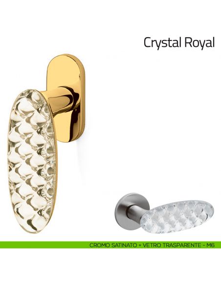 Maniglia per finestra martellina DK Crystal Royal Olivari cromo satinato + vetro trasparente