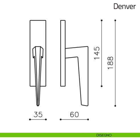Maniglia per finestra cremonese Denver Olivari disegno