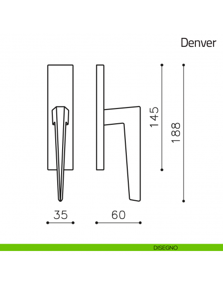 Maniglia per finestra cremonese Denver Olivari disegno