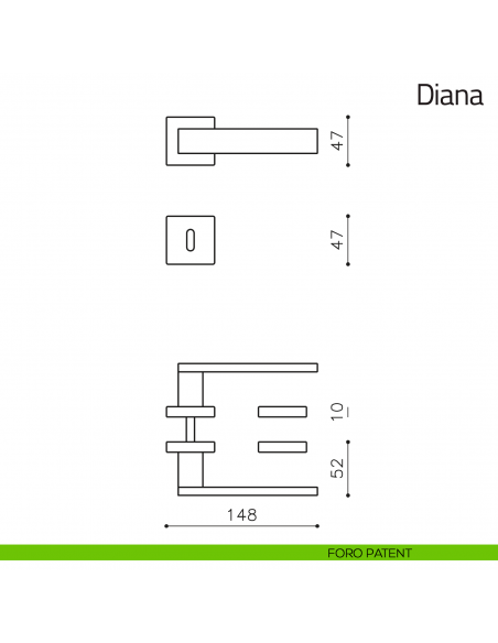 Maniglia per porta Diana Olivari foro patent
