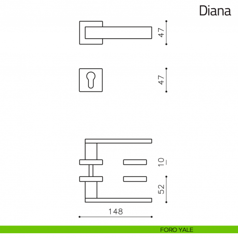 Maniglia per porta Diana Olivari foro yale