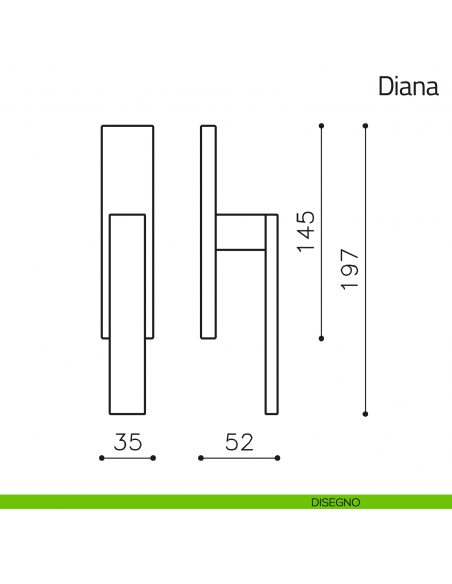 Maniglia per finestra cremonese Diana Olivari disegno