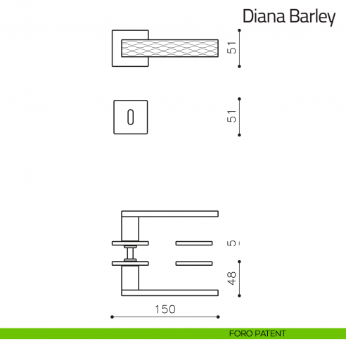 Maniglia per porta Diana Barley Olivari bassa foro patent