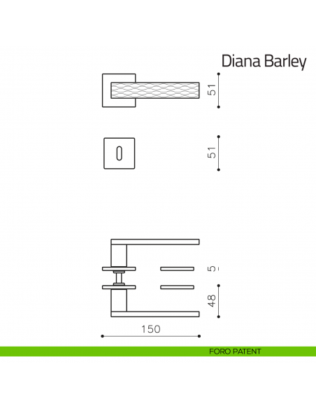 Maniglia per porta Diana Barley Olivari bassa foro patent