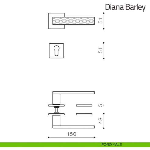 Maniglia per porta Diana Barley Olivari bassa foro yale