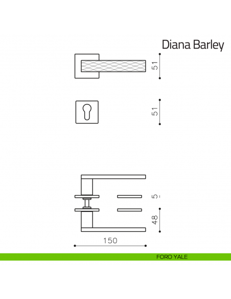 Maniglia per porta Diana Barley Olivari bassa foro yale