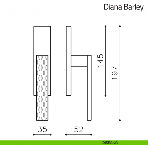 Maniglia per finestra cremonese Diana Barley Olivari disegno