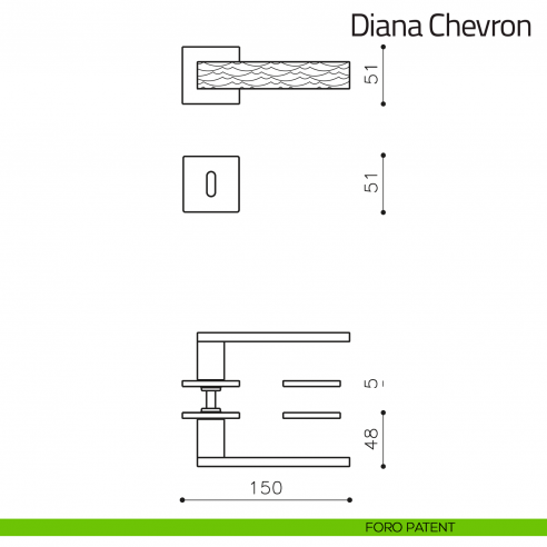 Maniglia per porta Diana Chevron Olivari bassa foro patent