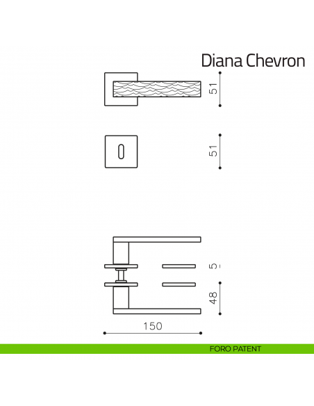 Maniglia per porta Diana Chevron Olivari bassa foro patent