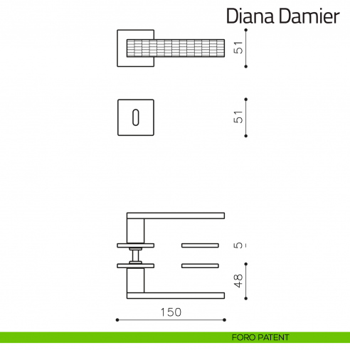 Maniglia per porta Diana Damier Olivari bassa foro patent