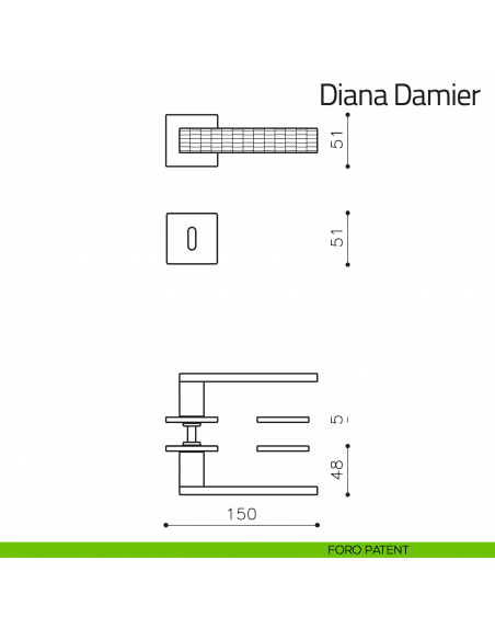 Maniglia per porta Diana Damier Olivari bassa foro patent