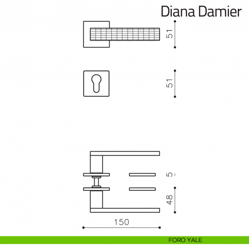 Maniglia per porta Diana Damier Olivari bassa foro yale