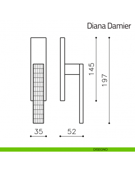 Maniglia per finestra cremonese Diana Damier Olivari disegno