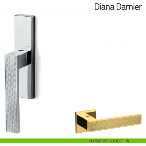 Maniglia per finestra cremonese Diana Damier Olivari superoro lucido