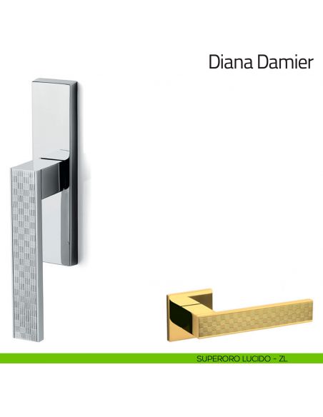Maniglia per finestra cremonese Diana Damier Olivari superoro lucido