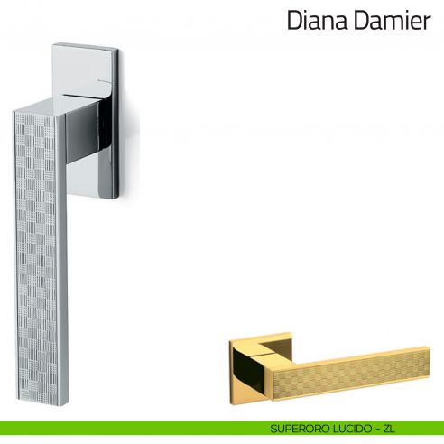 Maniglia per finestra martellina DK Diana Damier Olivari bassa superoro lucido