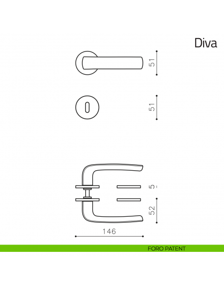 Maniglia per porta Diva Olivari foro patent